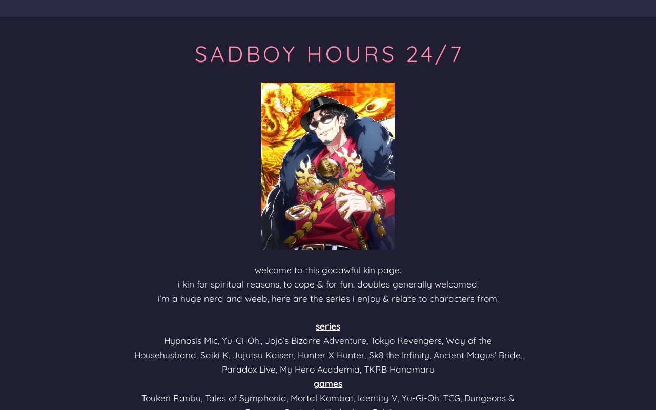 Carrd profile picture for @sadboy